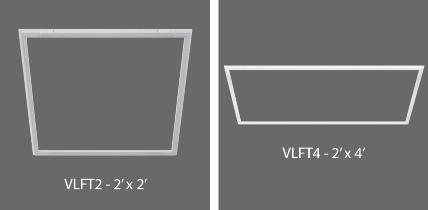 Vivid LED Frame dimensions: VLFT2 - 2' x 2', VLFT4 -  2' x 4'