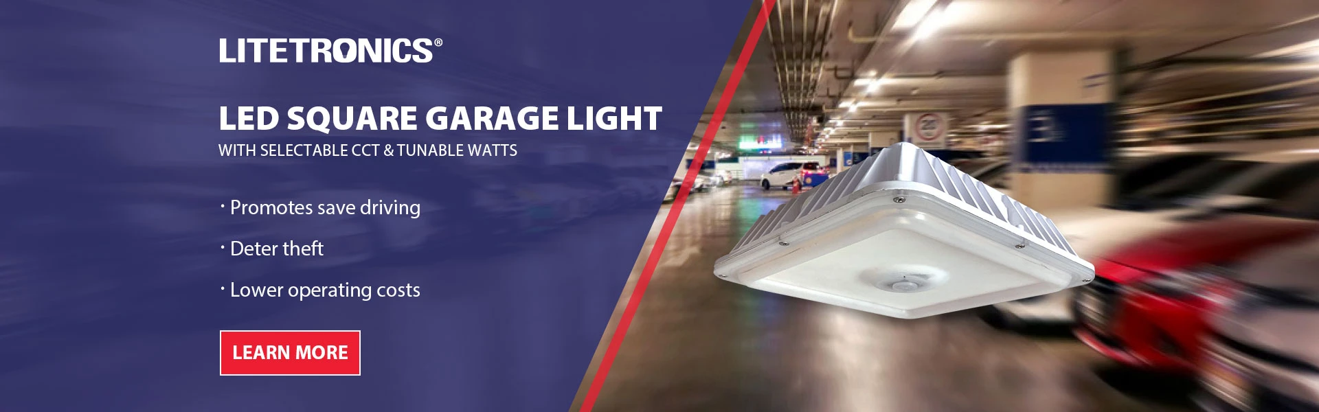 LED Square Garage Light - with selectable and tunable watts.